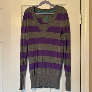 💜 Kirra Striped V-neck Sweater
